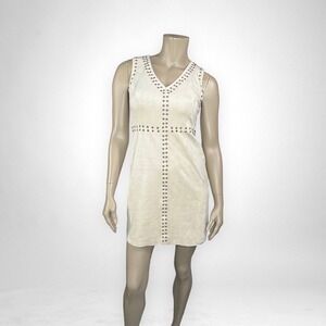 INC 4 Petite Faux Suede Studded‎ Sheath Dress Casual Sleeveless